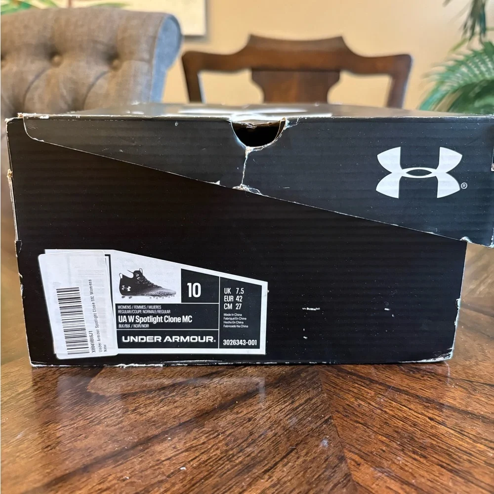 Under Armour Spotlight Clone Women's Lacrosse Cleats, Black/Silver, 10 New